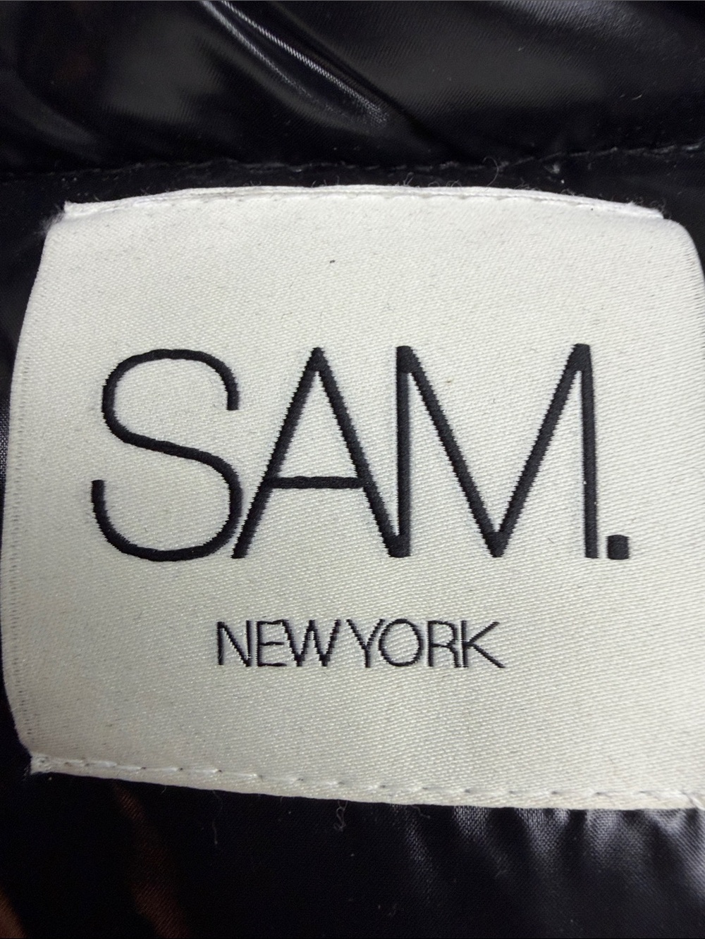 SAM. New York Veronica Shearling-Trimmed Down Biker Puffer Jacket in Cognac - Picture 8 of 16